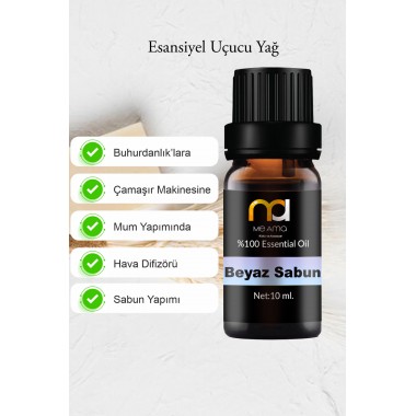 Beyaz Sabun Buhurdanlık Yağı Aromaterapi Yağ Difüzör Esansı Buhur Yağ Oda Kokusu 10 Ml.